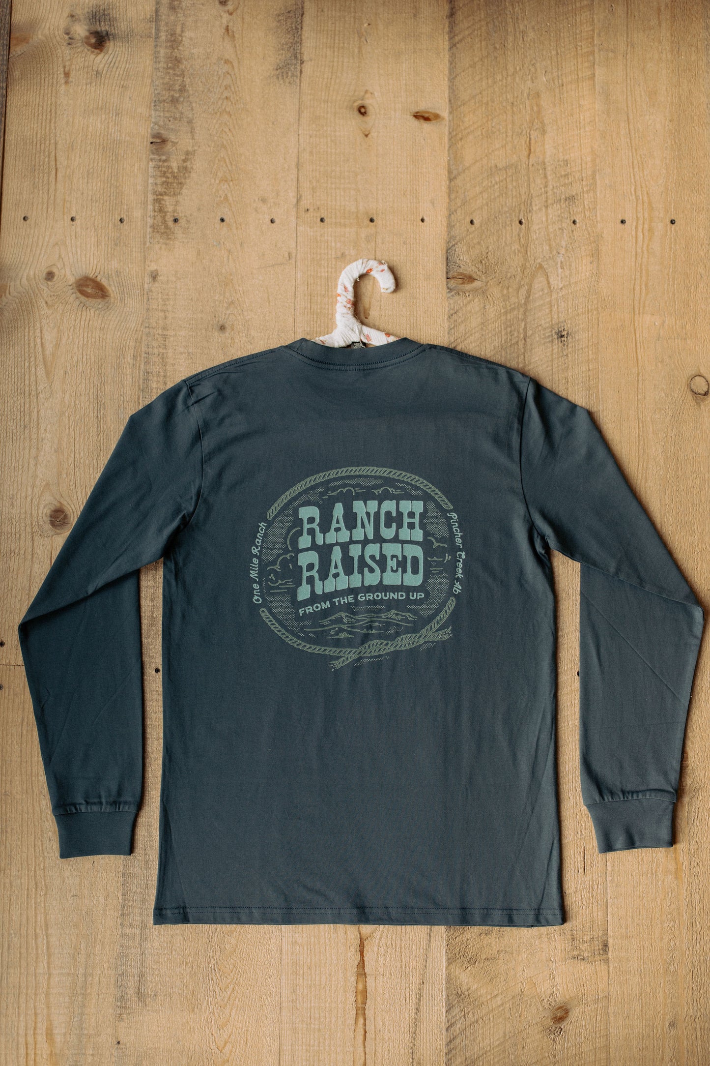 Ranch Raised - Men's Long Sleeve Petrol Blue