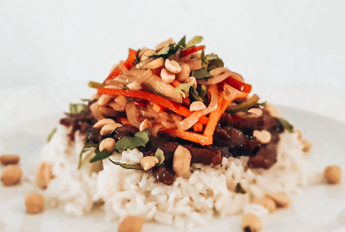 Beef and Basil Coconut Lemon Rice