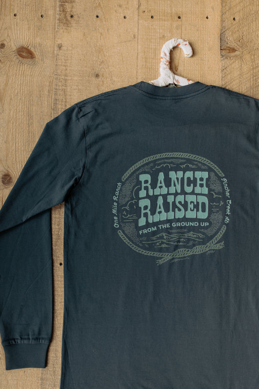 Ranch Raised - Men's Long Sleeve Petrol Blue